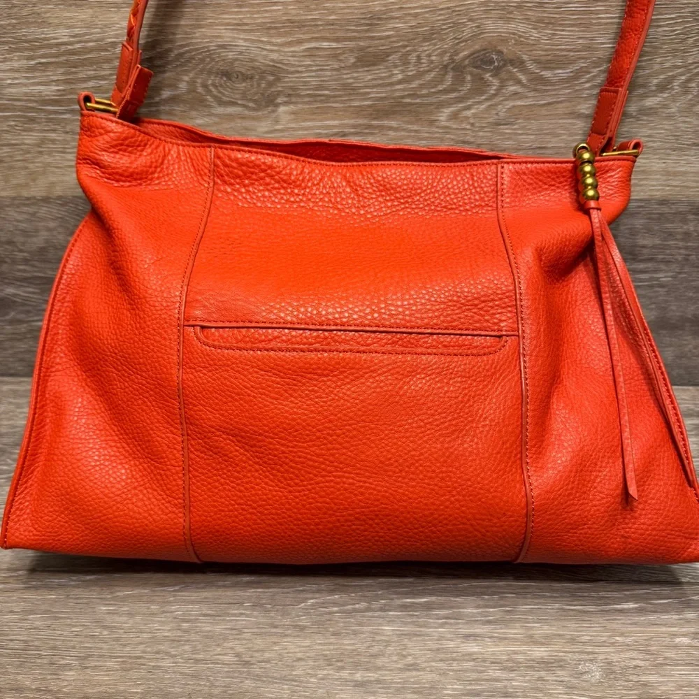 Hobo Ellis Shoulder Bag In Koi Orange Red Pebbled Leather‎ Braided Strap Slouchy